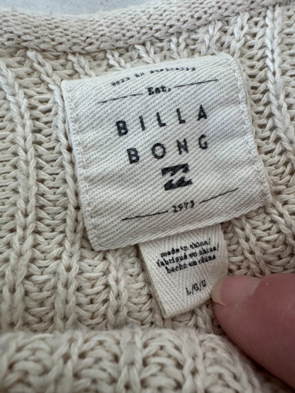 EUC Billabong Changing Tides Pullover Sweater in Light Melon Sz L - Picture 5 of 6